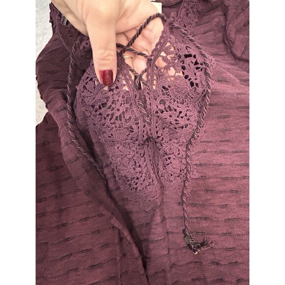 Vintage America Blues Purple Textured Knit Lace-Up Tunic Top Women’s Large - Picture 11 of 14